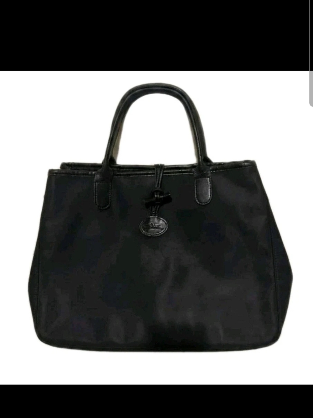 Vintage Longchamp Roseau Black Canvas & Leather Tote Bag - Made in France